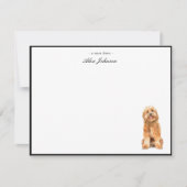 Carte De Remerciements Aquarelle Doodle doré Chien plat (Devant)