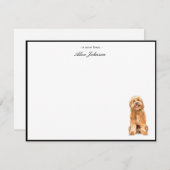 Carte De Remerciements Aquarelle Doodle doré Chien plat (Devant / Derrière)