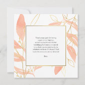 Carte De Remerciements Aquarelle dorée Mariage floral (Dos)