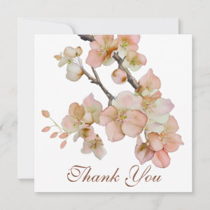 Carte De Remerciements Aquarelle douce rose orangé fleurs de printemps