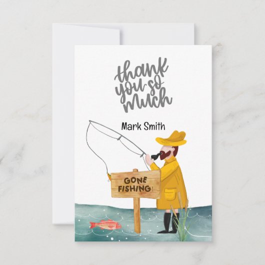 Carte De Remerciements Aquarelle du pêcheur (Devant)