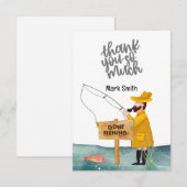 Carte De Remerciements Aquarelle du pêcheur (Devant / Derrière)