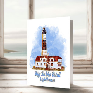 Carte De Remerciements Aquarelle du phare de Big Sable Point - Michigan