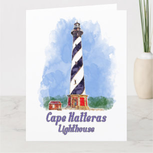Carte De Remerciements Aquarelle du phare de Cape Hatteras Caroline du No