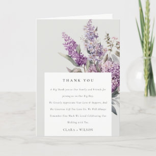 Carte De Remerciements Aquarelle Dusky Lilac Cottage Floral Mariage