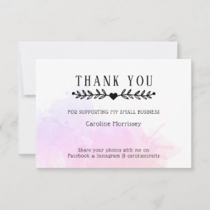 Carte De Remerciements Aquarelle Éclaboussure Rose Violet