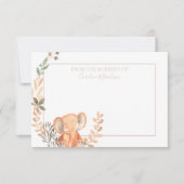 Carte De Remerciements Aquarelle Elephant Boho Safari (Devant)