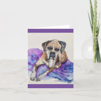 Carte De Remerciements aquarelle en l'honneur de Butch, notre Boxer