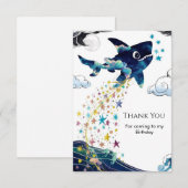 Carte De Remerciements Aquarelle Enchantée Requin profond Anniversaire (Devant / Derrière)