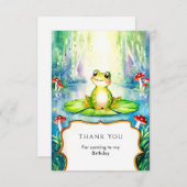 Carte De Remerciements Aquarelle Enfants Grenouille Anniversaire (Devant / Derrière)