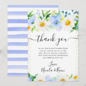 Carte De Remerciements Aquarelle et Mariage de fleurs bleues (Devant / Derrière)