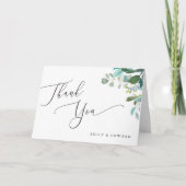 Carte De Remerciements Aquarelle Eucalyptus Mariage plié (Devant)