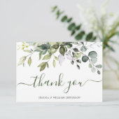 Carte De Remerciements Aquarelle Eucalyptus Vert Aquarelle (Debout devant)