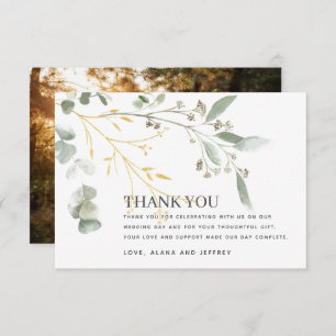 Carte De Remerciements Aquarelle Eucalyptus Vert Mariage Photo