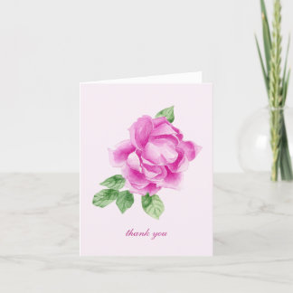 Carte De Remerciements Aquarelle féminine Rose rose