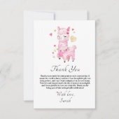 Carte De Remerciements Aquarelle Fête des mariées Llama rose (Devant)