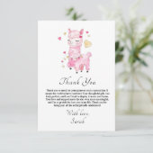 Carte De Remerciements Aquarelle Fête des mariées Llama rose (Debout devant)