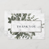 Carte De Remerciements Aquarelle Feuillage Vert (Devant / Derrière)