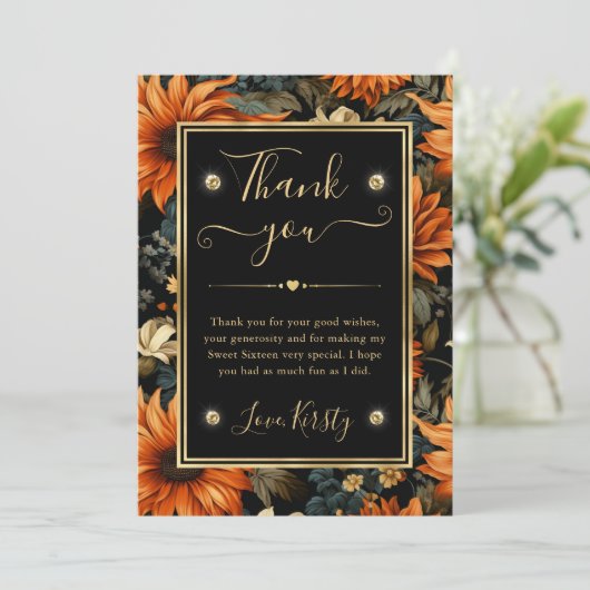 Carte De Remerciements Aquarelle Feuilles d'automne Marron Orange Sweet 1 (Debout devant)