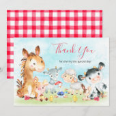 Carte De Remerciements Aquarelle Fille Animaux de ferme (Devant / Derrière)