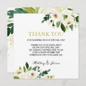 Carte De Remerciements Aquarelle Fleur blanche (Devant / Derrière)