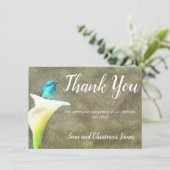 Carte De Remerciements Aquarelle Fleur de Lys Colibri Turquoise Blanc (Debout devant)