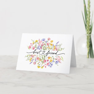 Carte De Remerciements Aquarelle Fleur sauvage meilleur ami