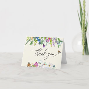 Carte De Remerciements Aquarelle Fleur Sauvage    Remerciement Floral