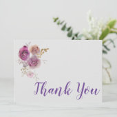 Carte De Remerciements Aquarelle fleur violette (Debout devant)