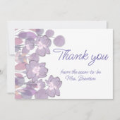 Carte De Remerciements Aquarelle fleurie violette mauve pastel (Devant)