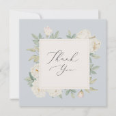 Carte De Remerciements Aquarelle fleurs blanches, bleu clair mariage (Devant)