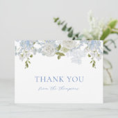 Carte De Remerciements Aquarelle Fleurs bleu doux Baby Boy Douche (Debout devant)