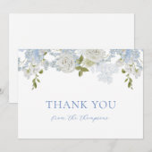 Carte De Remerciements Aquarelle Fleurs bleu doux Baby Boy Douche (Devant / Derrière)