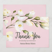 Carte De Remerciements *~* Aquarelle Fleurs de Rosier de Plage pour la Ma (Devant / Derrière)