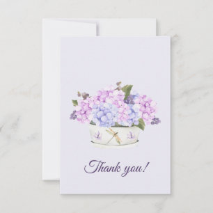 Carte De Remerciements Aquarelle Fleurs d'hydrangée rose et violet
