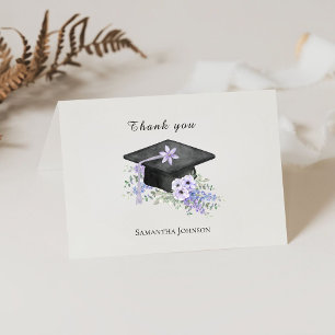 Carte De Remerciements Aquarelle Fleurs Violettes Lavande pour la Remise