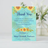 Carte De Remerciements Aquarelle Floral Bereavement Bleu (Debout devant)