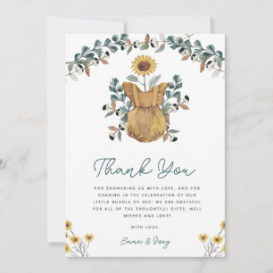 Carte De Remerciements Aquarelle Floral Boho Baby Girl Douche