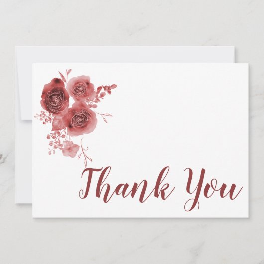 Carte De Remerciements Aquarelle floral bordeaux (Devant)