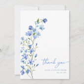 Carte De Remerciements Aquarelle Floral Dusty Mariage bleu (Devant)