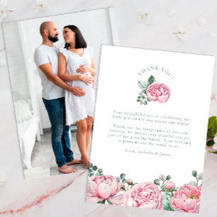 Carte De Remerciements Aquarelle Floral et Eucalyptus Vert Photo Th
