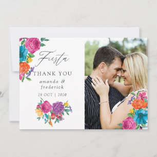 Carte De Remerciements Aquarelle Floral Fiesta photo Mariage