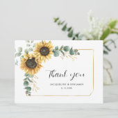 Carte De Remerciements Aquarelle Floral Mariage de tournesol (Debout devant)