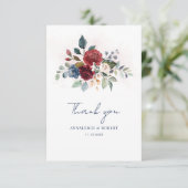 Carte De Remerciements Aquarelle Floral Mariage Script (Debout devant)
