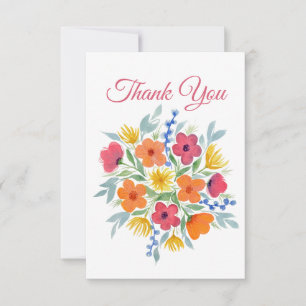 Carte De Remerciements Aquarelle Floral "Merci"
