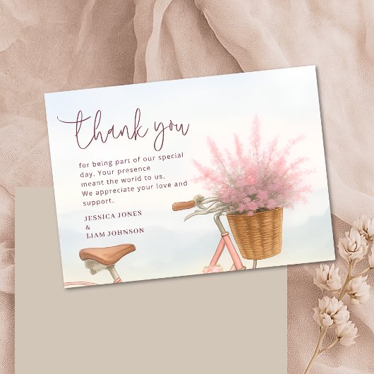 Carte De Remerciements Aquarelle Floral Vintage Bicycle