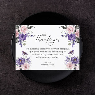 Carte De Remerciements aquarelle floral violet rose halloween mariage