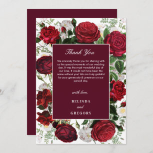 Carte De Remerciements Aquarelle florale bourguignonne moderne Mariage él