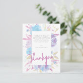 Carte De Remerciements Aquarelle florale de Baby shower pourpre (Debout devant)