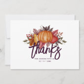 Carte De Remerciements Aquarelle Florale Dîner d'Action de grâce (Devant)